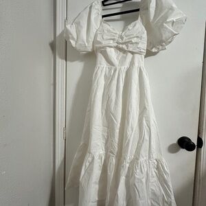 English Factory White Puff Sleeve Kids Dress